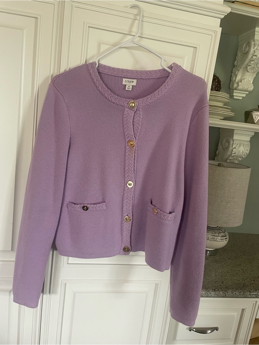 J. Crew Lilac Button-Front Knit Cardigan